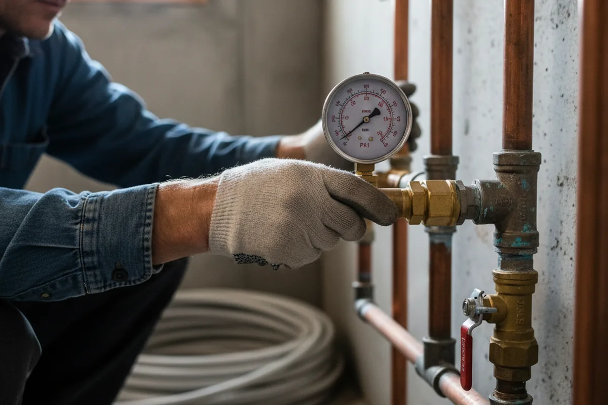 Pressure testing a repaired line during Water Line Repair in Mount Olive